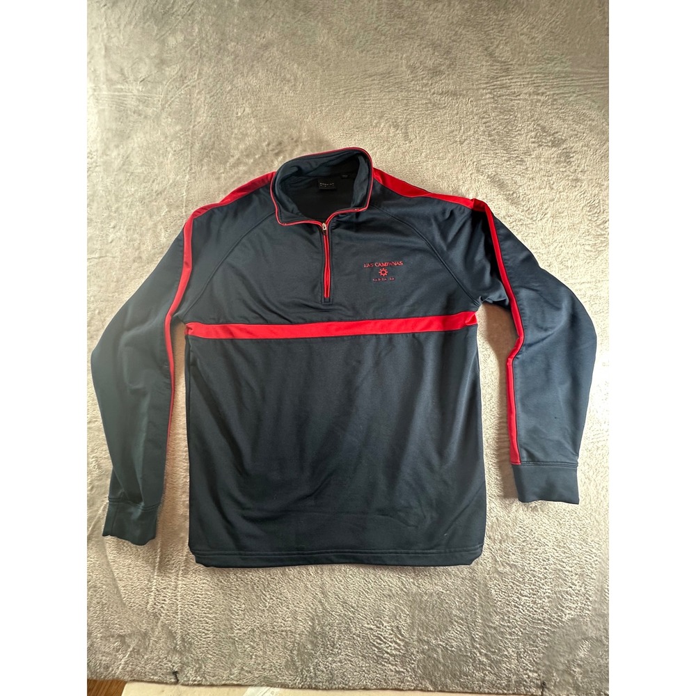 Dunning 1/4 Zip‎ pullover mens Las Campanas Santa Fe logo Navy Red M
